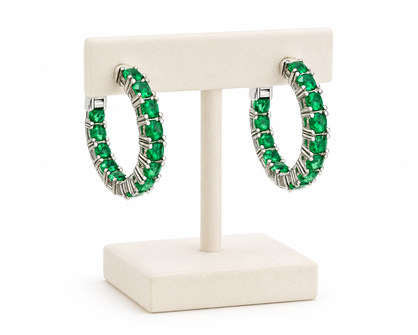 Sterling Silver Emerald Green Hoop