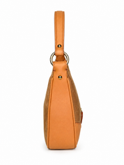 Compact Luxe Suede Saddle Shoulder Bag