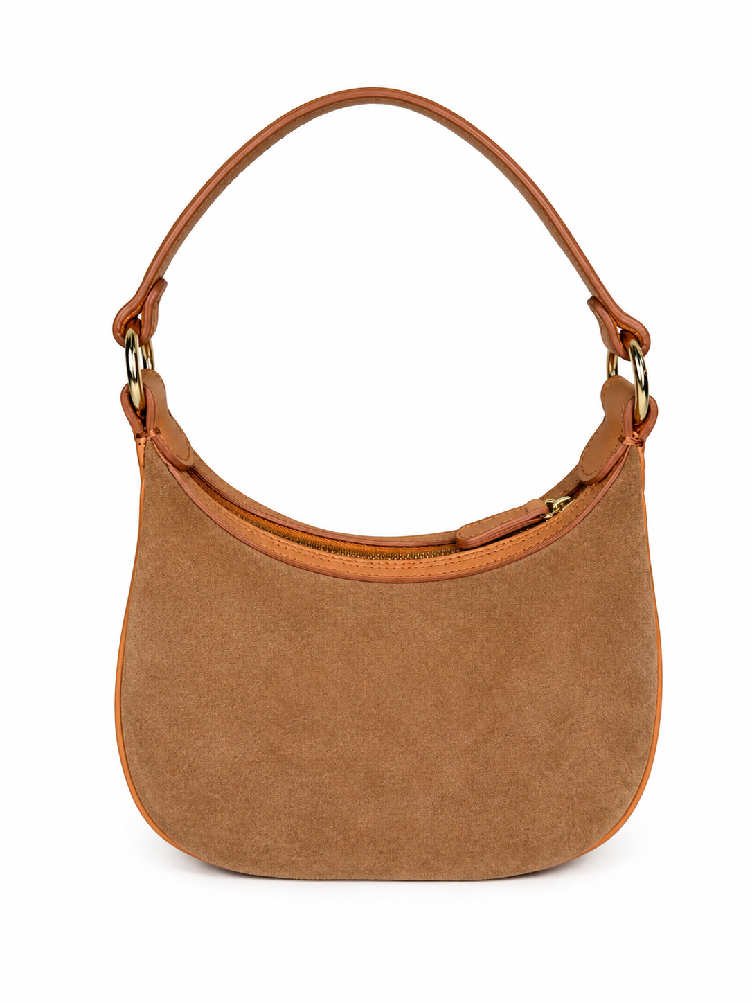 Compact Luxe Suede Saddle Shoulder Bag