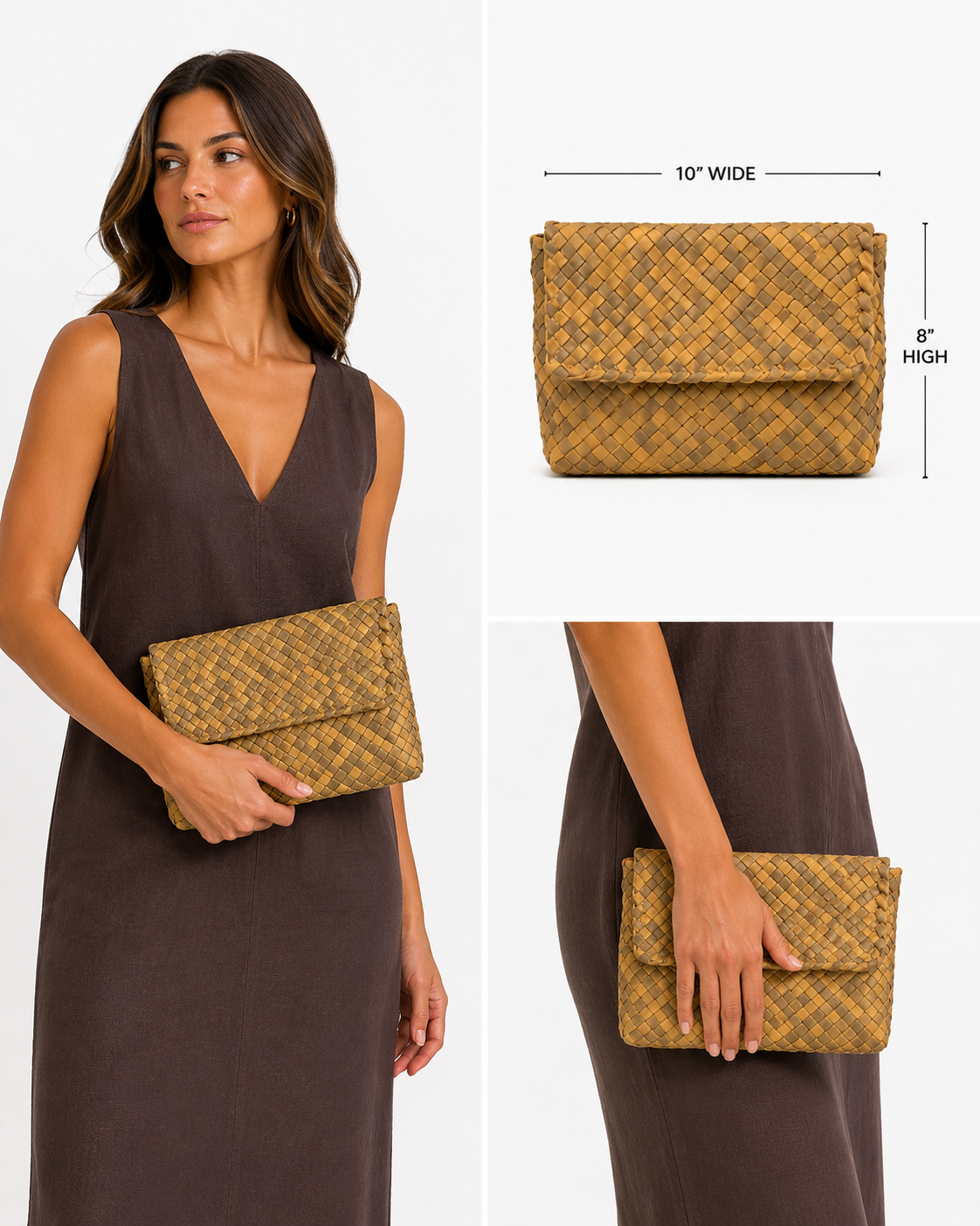 FFBS Woven Leather & Suede Clutch