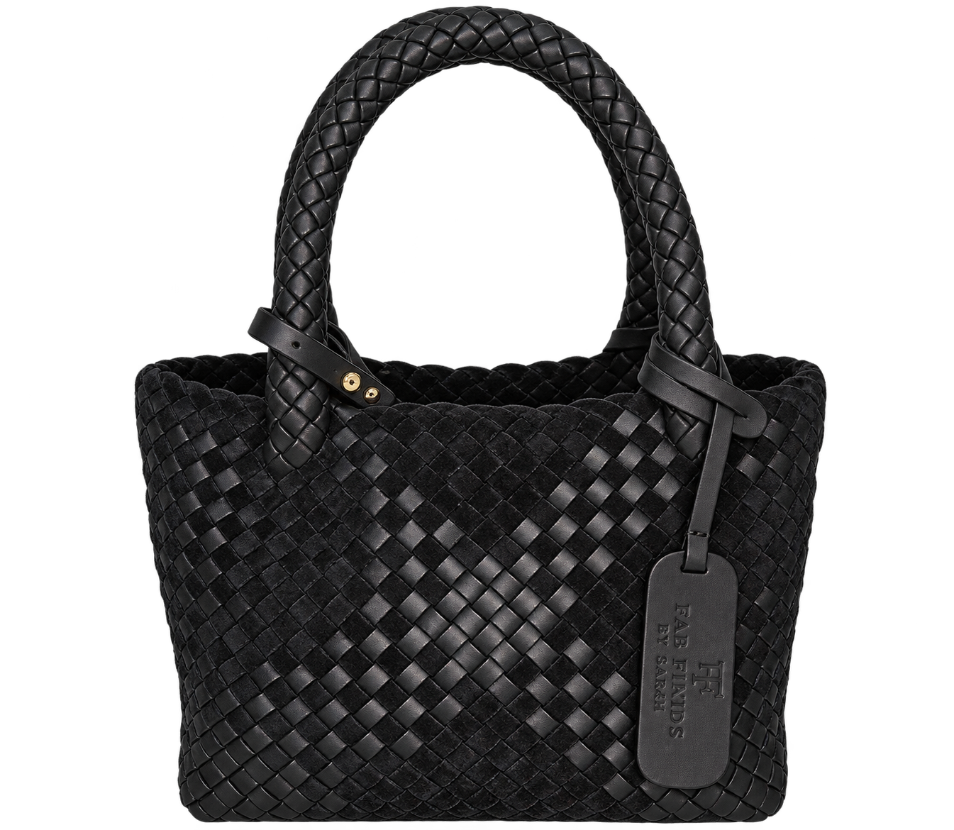 FFBS Small Woven Leather & Suede Handbag