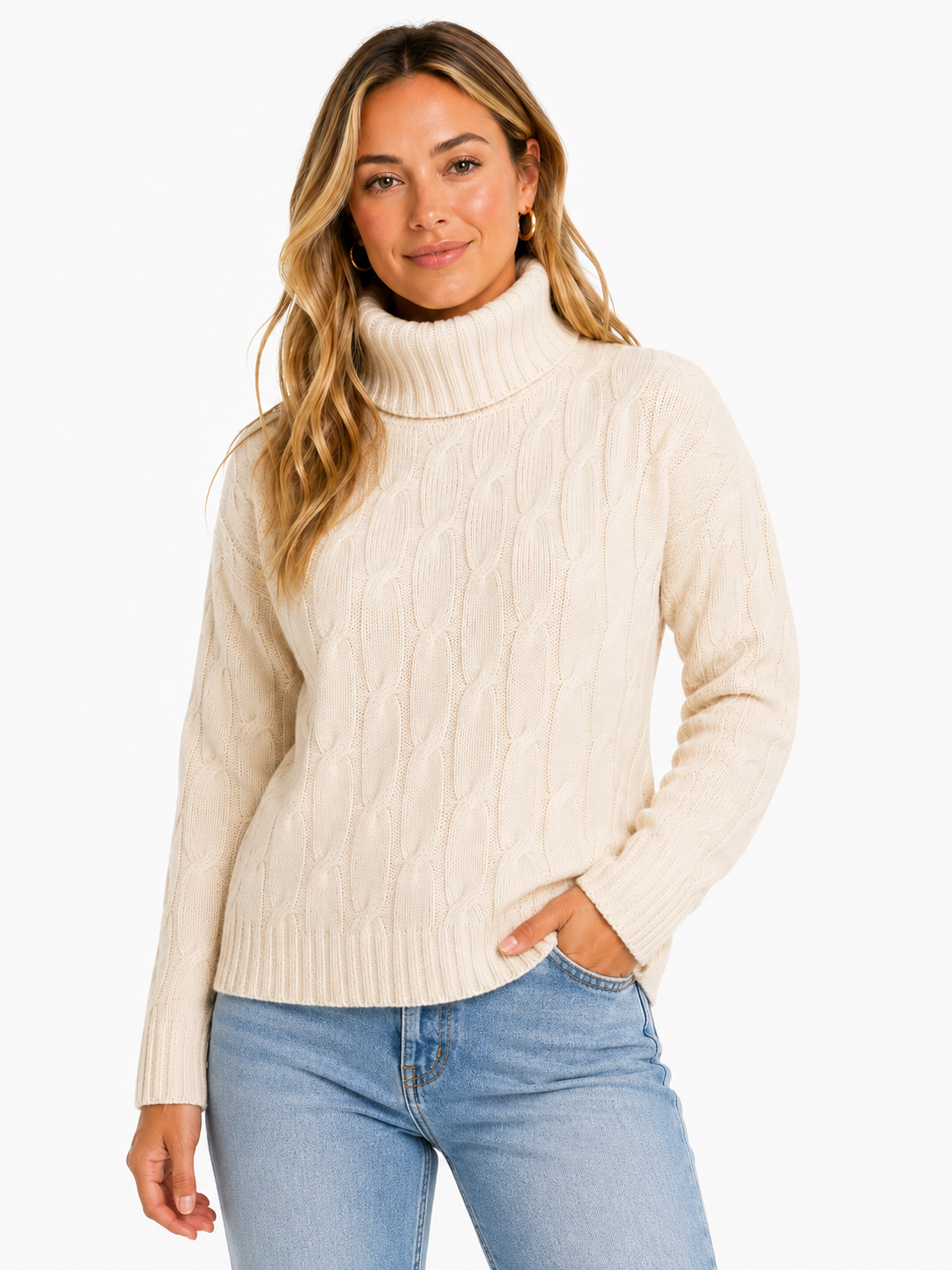 Cashmere Cable Turtleneck