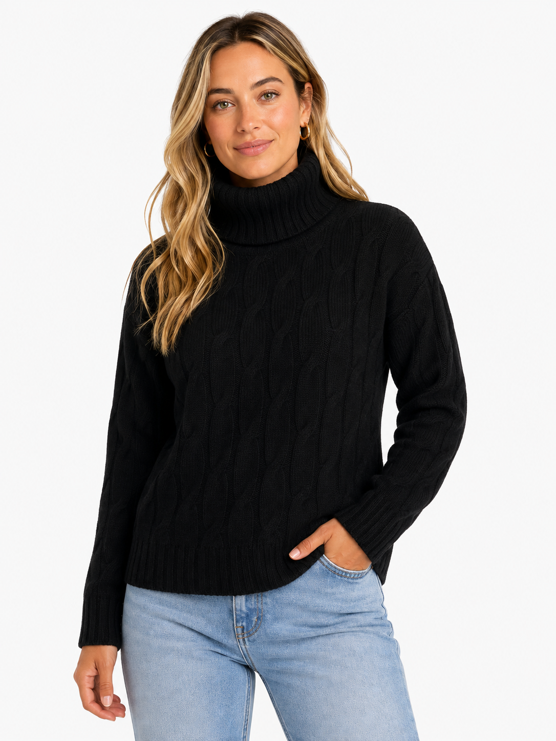 Cashmere Cable Turtleneck