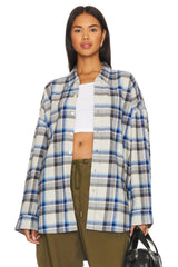 Denimist Button Front Shirt in Grey/Blue Plaid