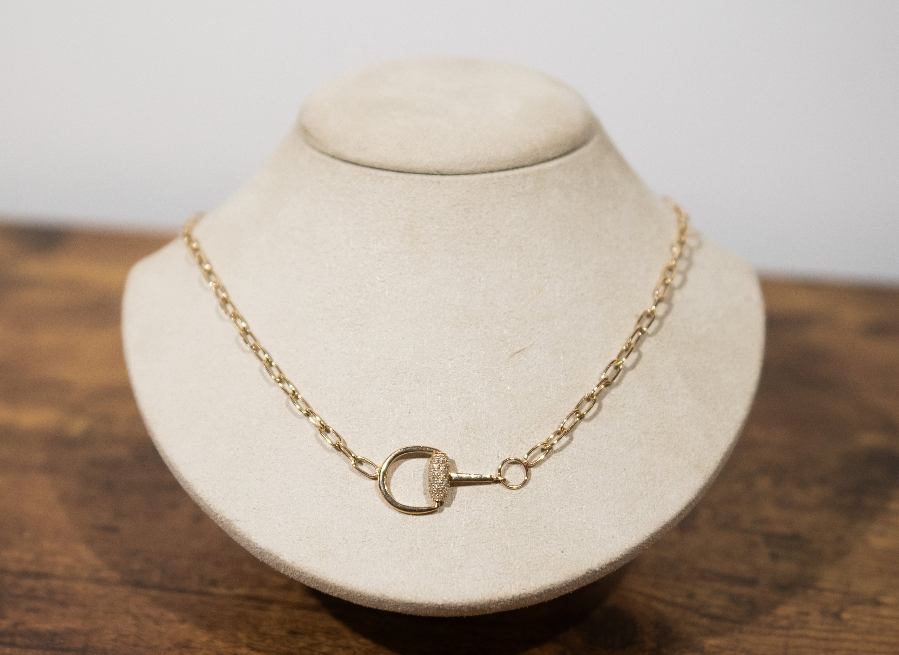 Gold Chain Link Horse Bit Necklace