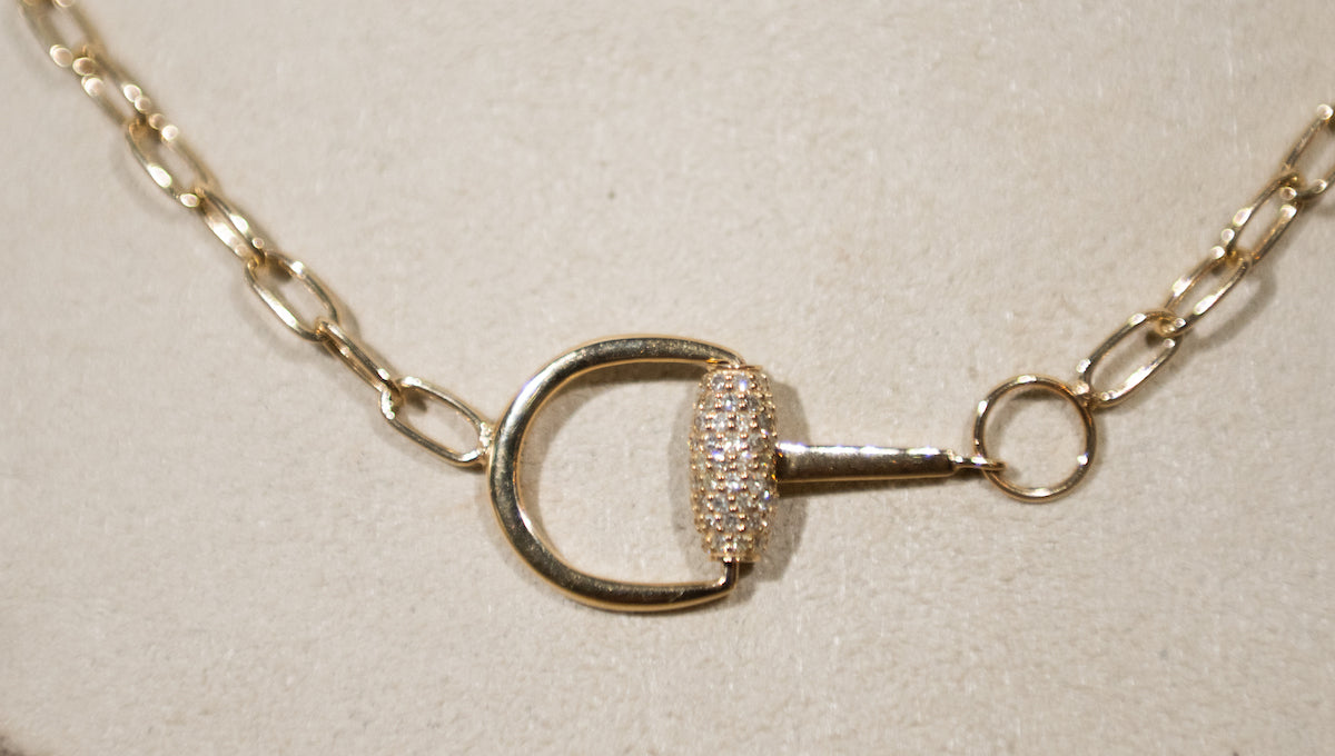 Gold Chain Link Horse Bit Necklace