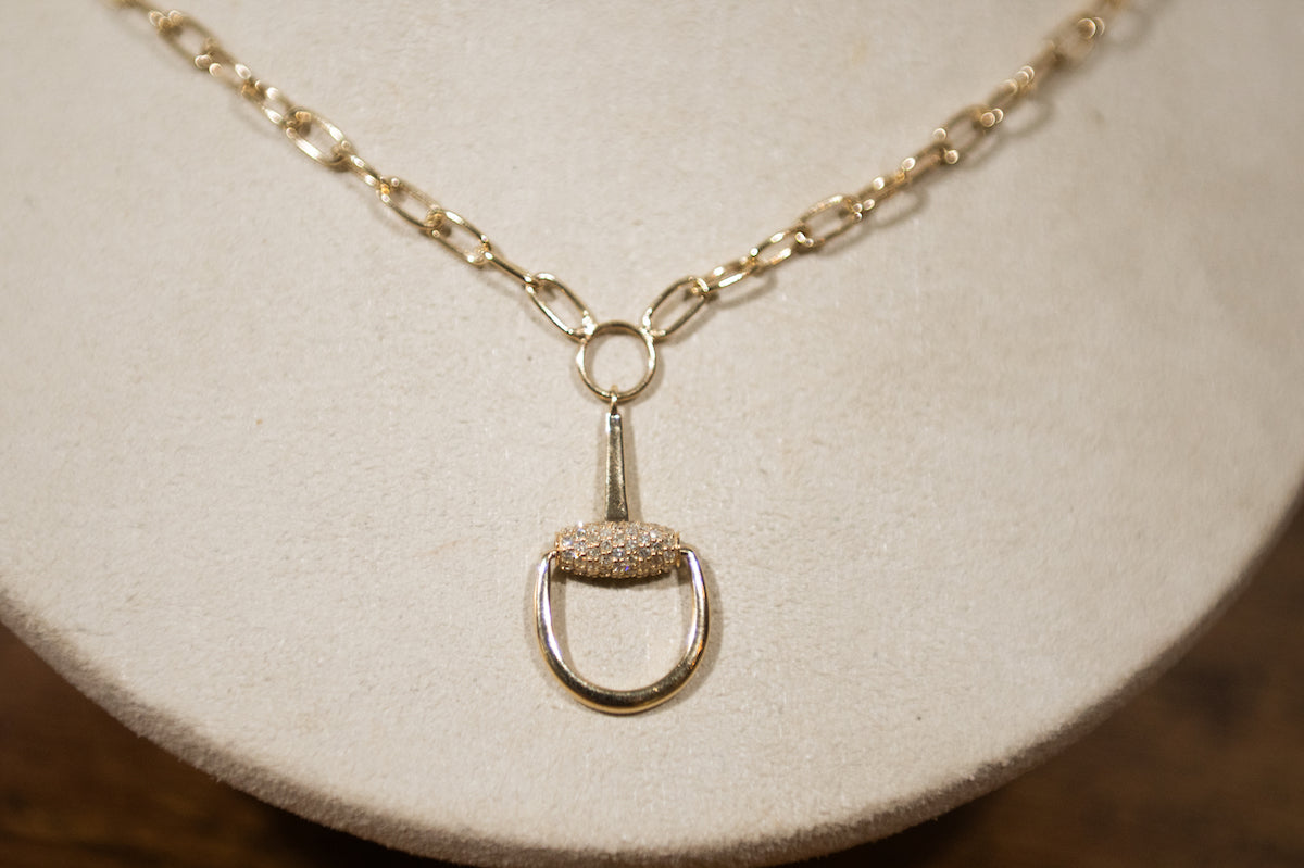 S. Row Designs Gold Chain Link Horse Bit Necklace