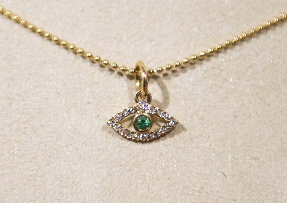 S. Row Designs Gold Evil Green Eye Charm