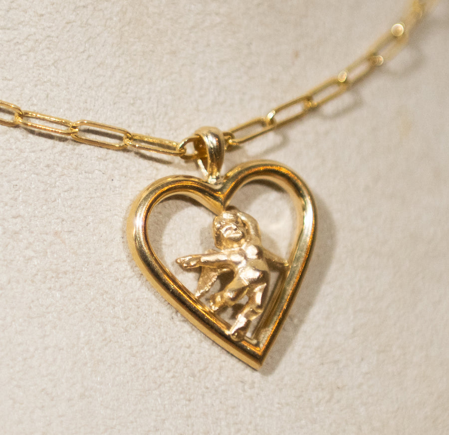 S.Row Designs Gold Heart Angel Charm
