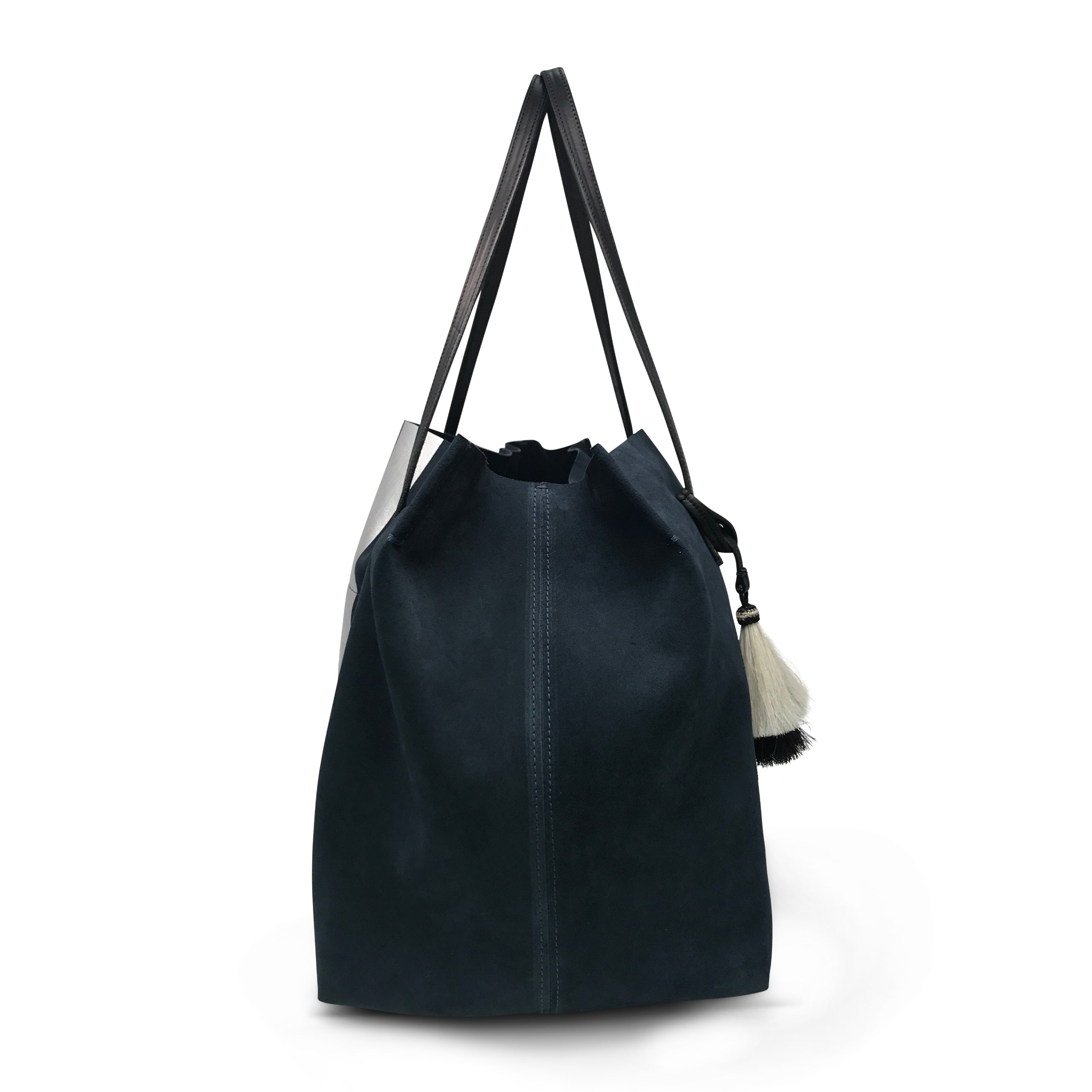 Kempton Navy Suede Silver Stripe Dorset Tote