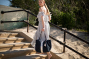 Kempton Navy Suede Silver Stripe Dorset Tote
