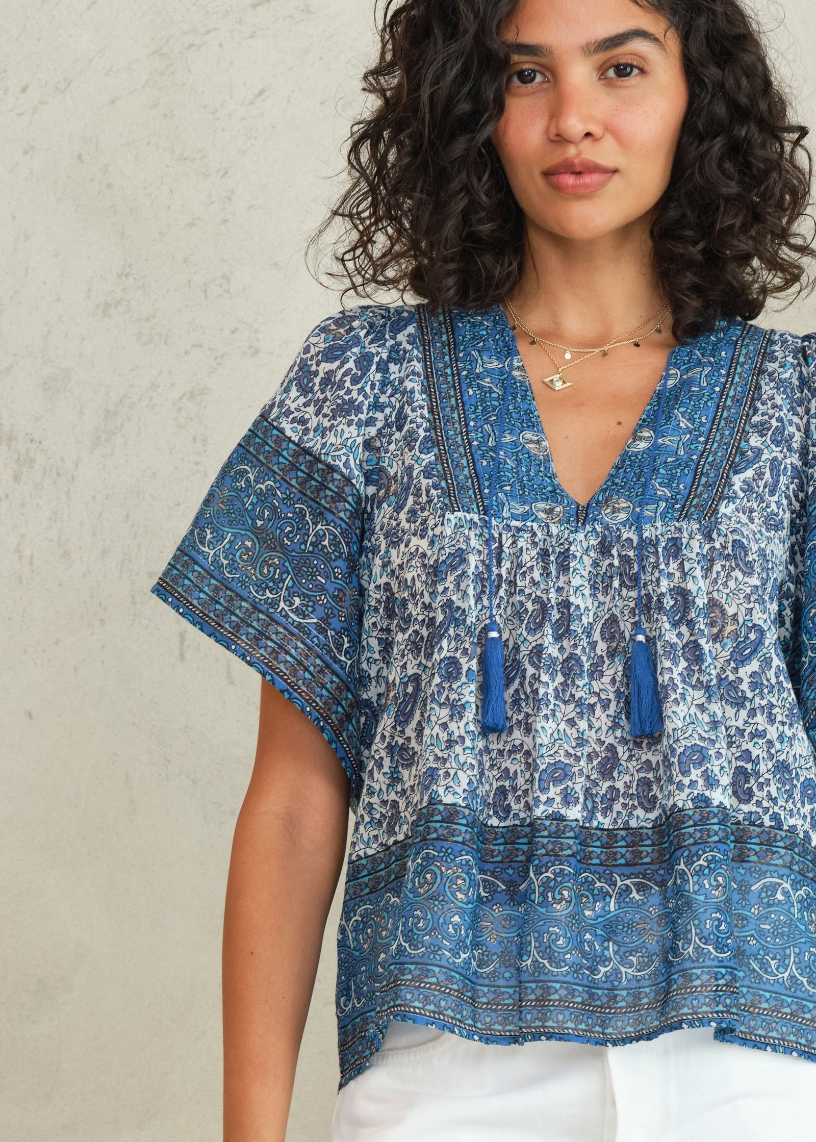M.A.B.E. Esti Print Short Sleeve Top