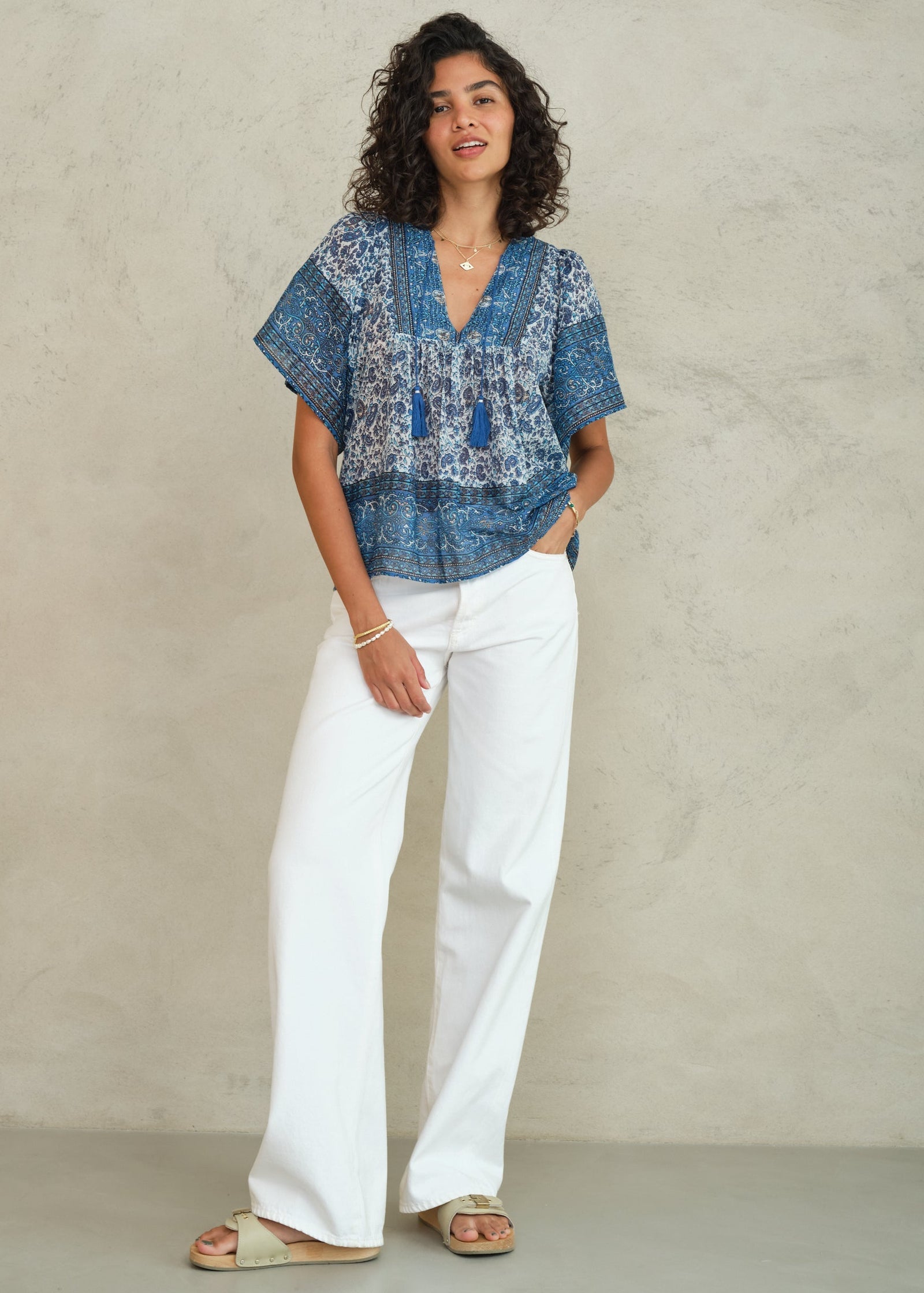 M.A.B.E. Esti Print Short Sleeve Top