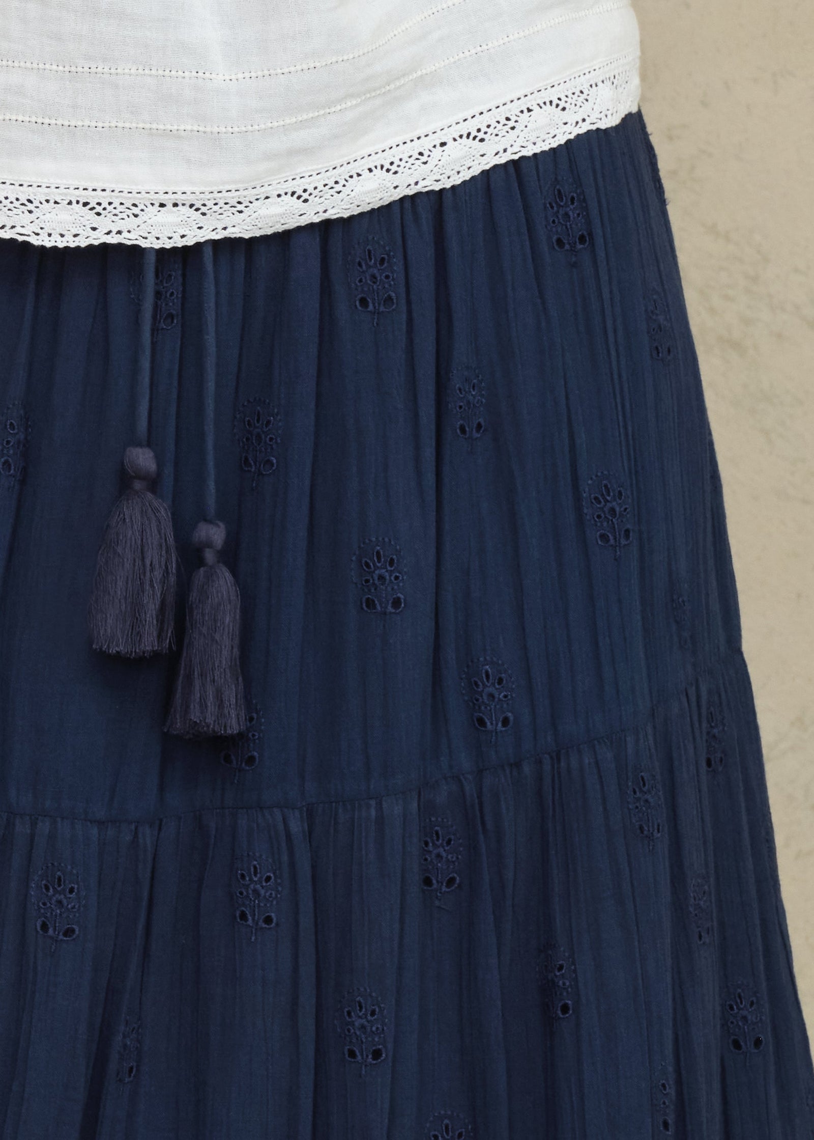 M.A.B.E. Frani Embroidered Maxi Skirt