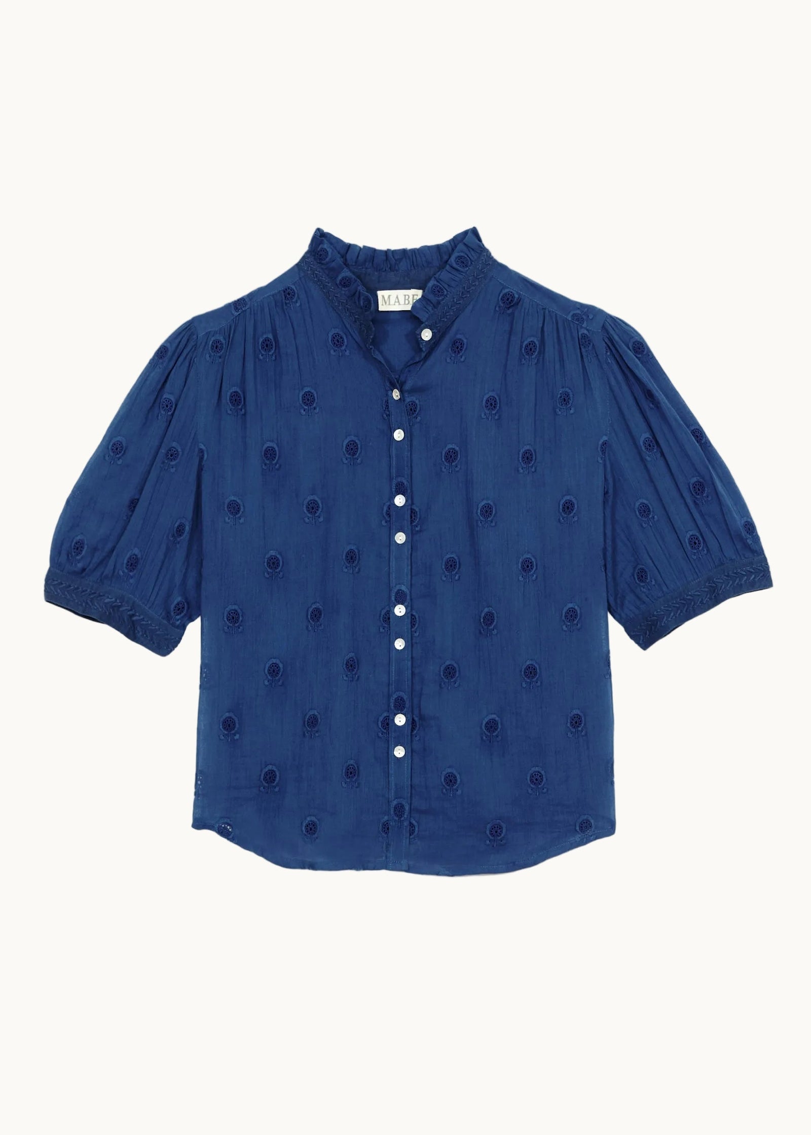 M.A.B.E. Frani Embroidered Short Sleeve Top