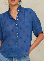 M.A.B.E. Frani Embroidered Short Sleeve Top