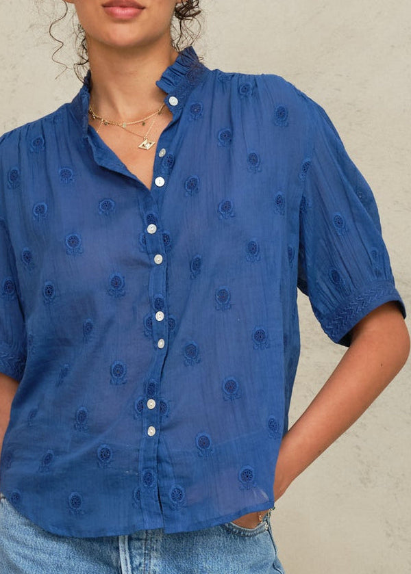 M.A.B.E. Frani Embroidered Short Sleeve Top