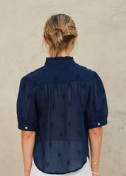 M.A.B.E. Frani Embroidered Short Sleeve Top