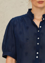 M.A.B.E. Frani Embroidered Short Sleeve Top