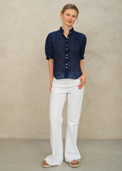 M.A.B.E. Frani Embroidered Short Sleeve Top