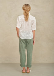 M.A.B.E. Frani Embroidered Short Sleeve Top