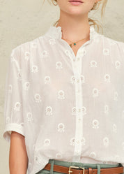 M.A.B.E. Frani Embroidered Short Sleeve Top
