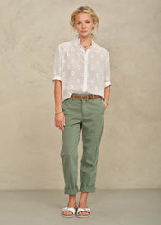 M.A.B.E. Frani Embroidered Short Sleeve Top