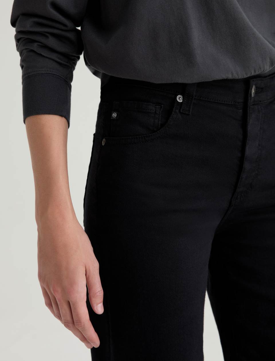 AG Saige Wide Leg Crop Jean in Super Black