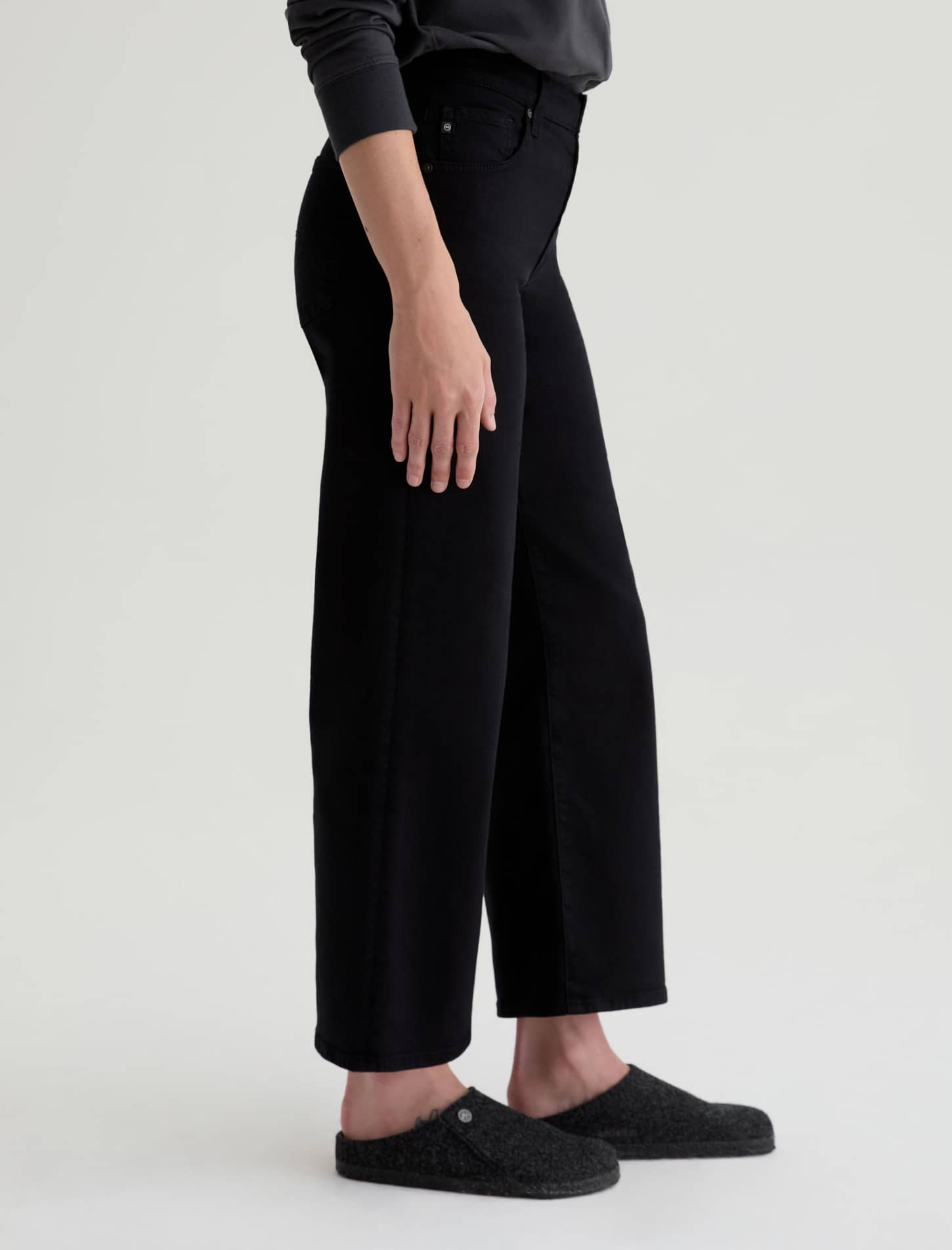 AG Saige Wide Leg Crop Jean in Super Black
