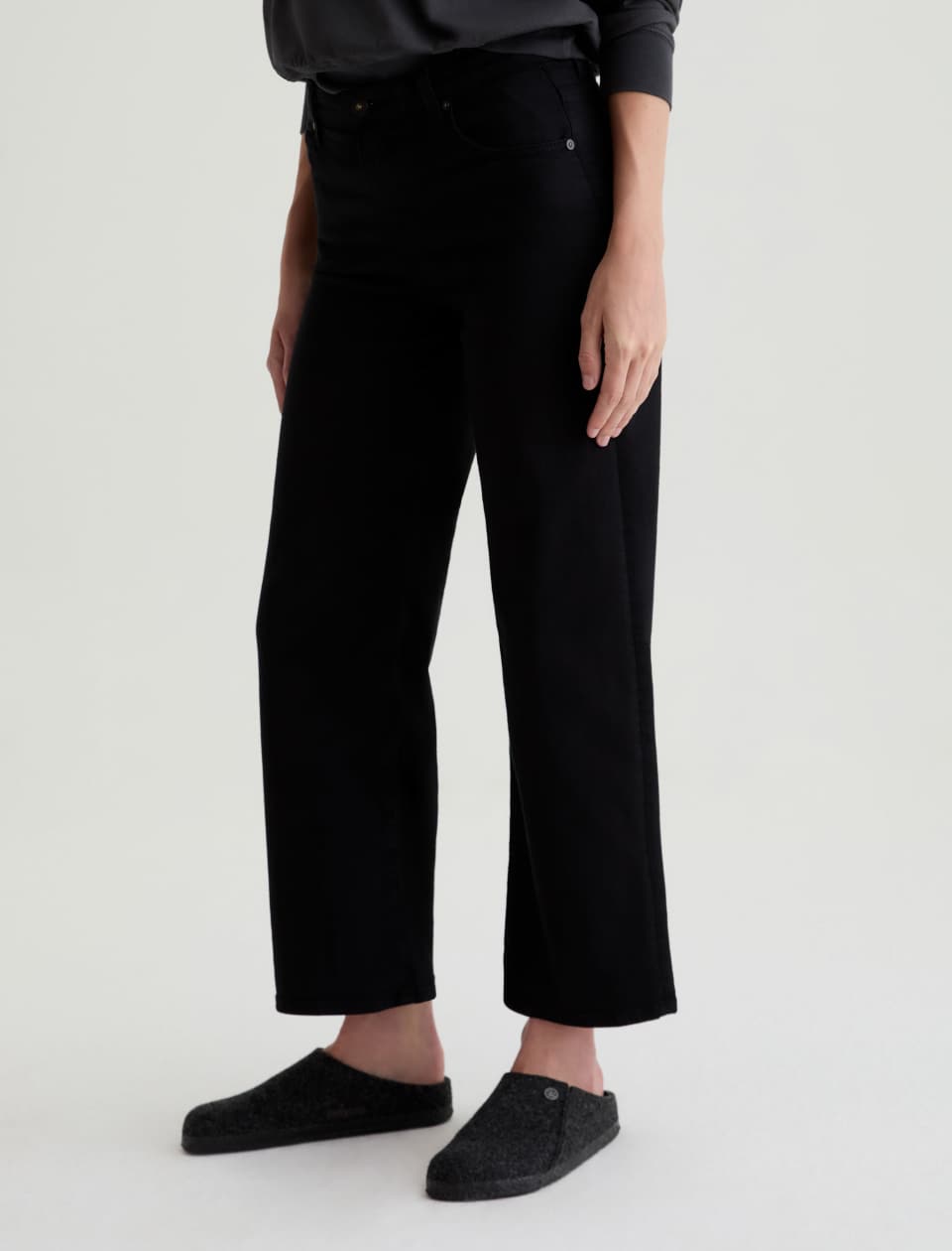 AG Saige Wide Leg Crop Jean in Super Black