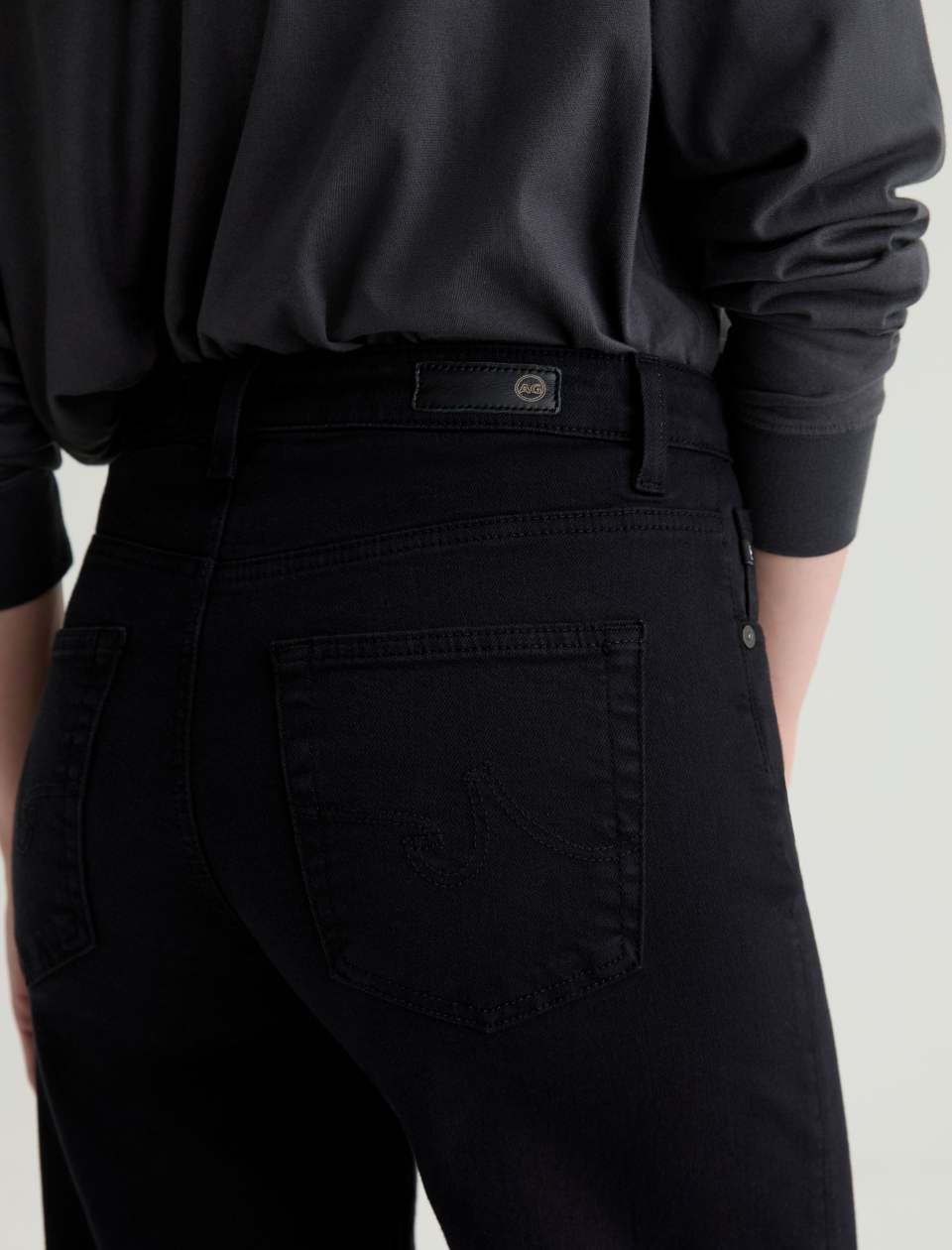 AG Saige Wide Leg Crop Jean in Super Black