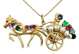 Vintage Multicolor Sapphire & Pearl Carriage Charm/Pin.