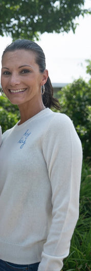 Lingua Franca "Hey Hey" Cashmere Crewneck