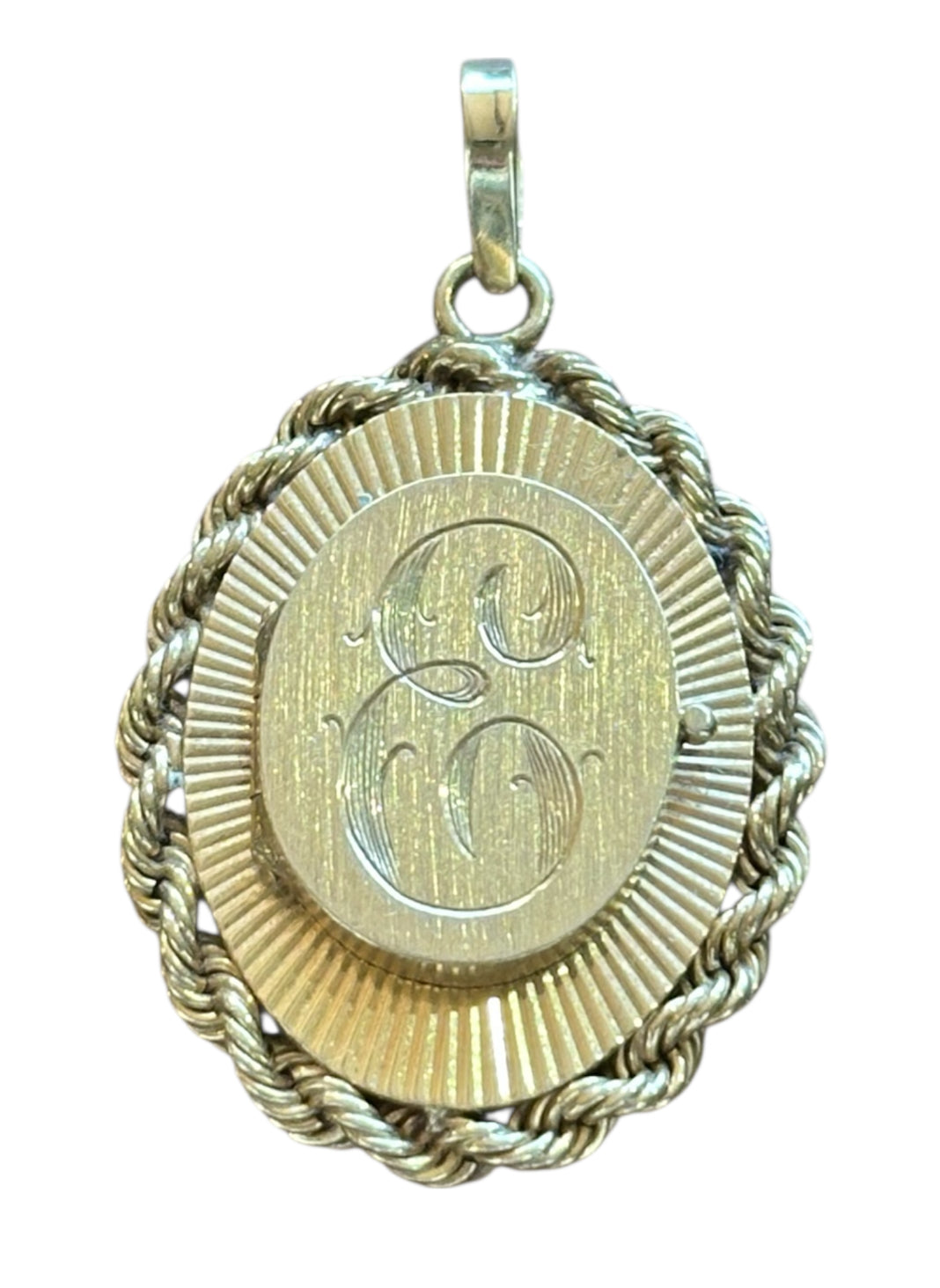 Vintage 14KT Gold Locket Charm with E inscribed