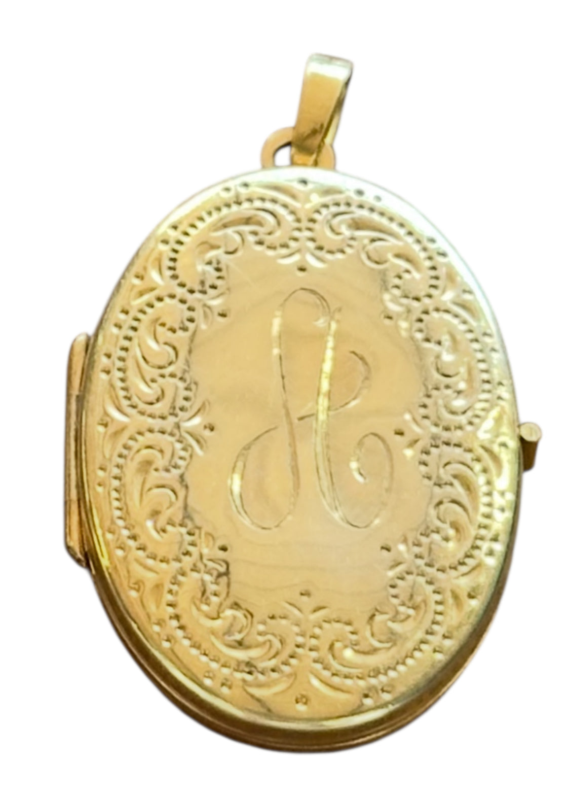 Vintage 14KT Gold Oval Locket Inscribed with A
