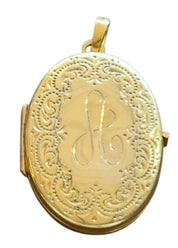Vintage 14KT Gold Oval Locket Inscribed with A