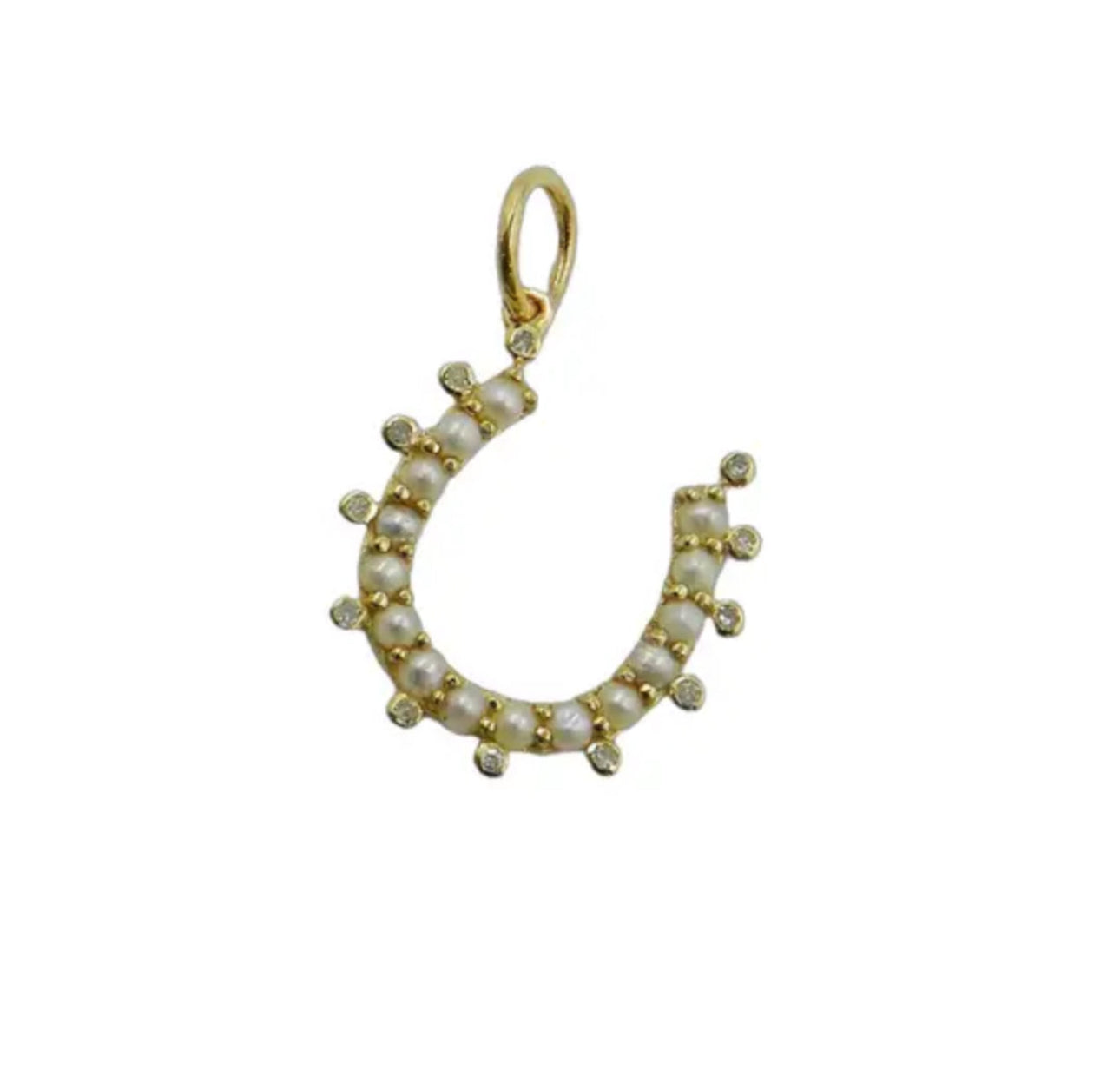 S. Row Designs Gold Pearl Horseshoe Charm