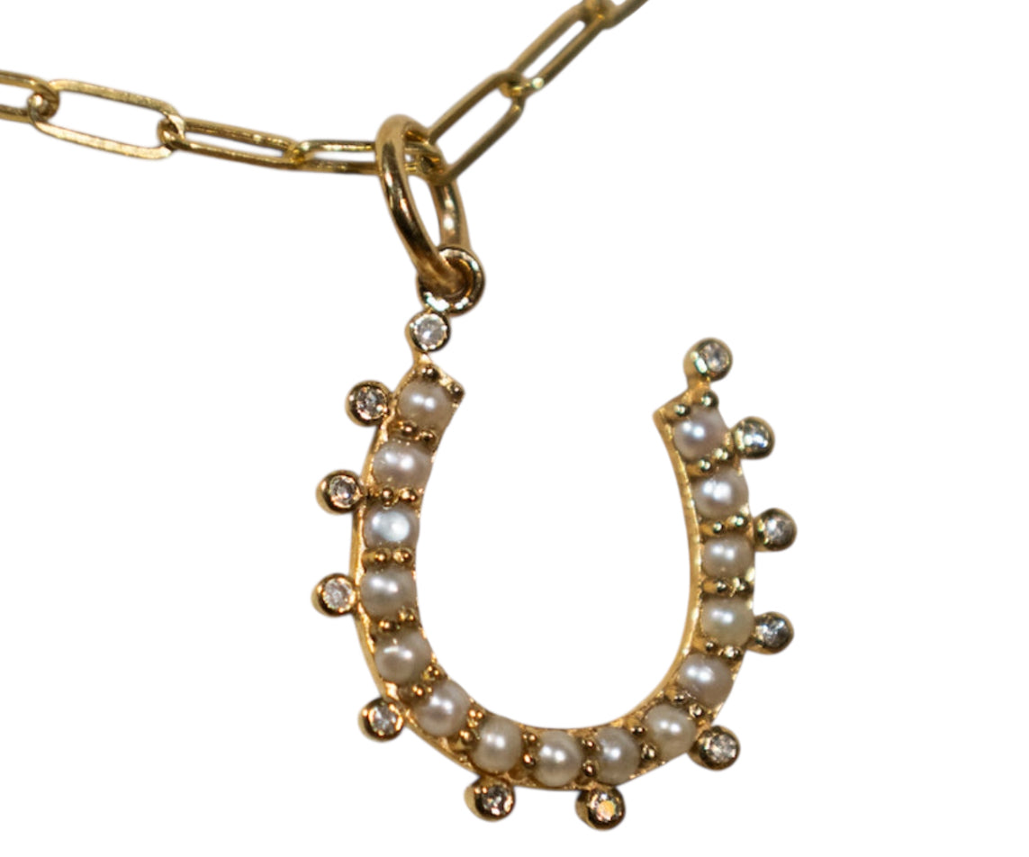 S. Row Designs Gold Pearl Horseshoe Charm
