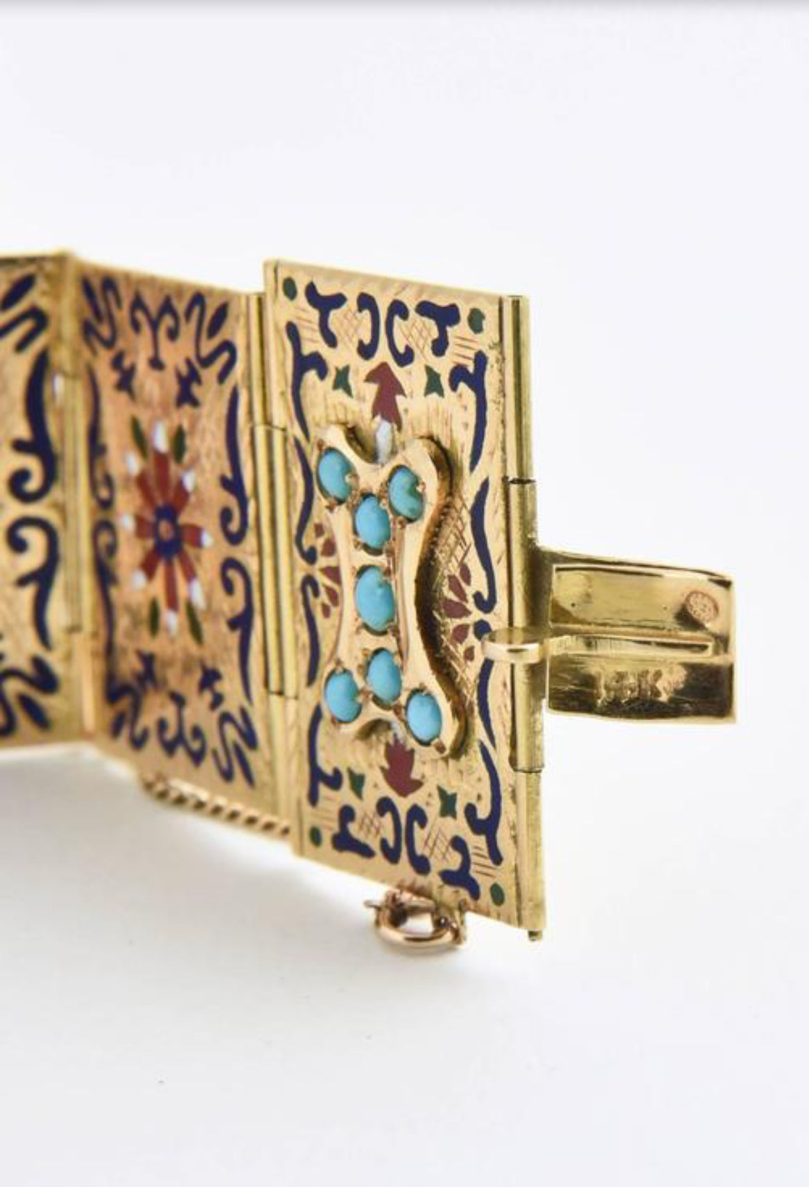 Vintage Victorian Souvenir Book Bracelet with Enamel Detailing