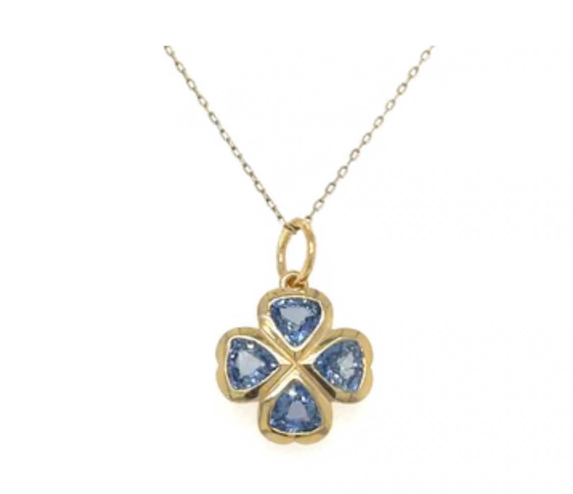 S.Row Designs Blue Sapphire Clover Charm