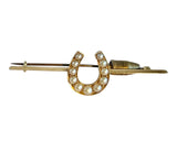 Victorian 14KT gold seed pearl horseshoe bar brooch/pin