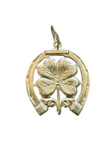 Vintage 14KT Gold Lucky Horseshoe & Clover Charm