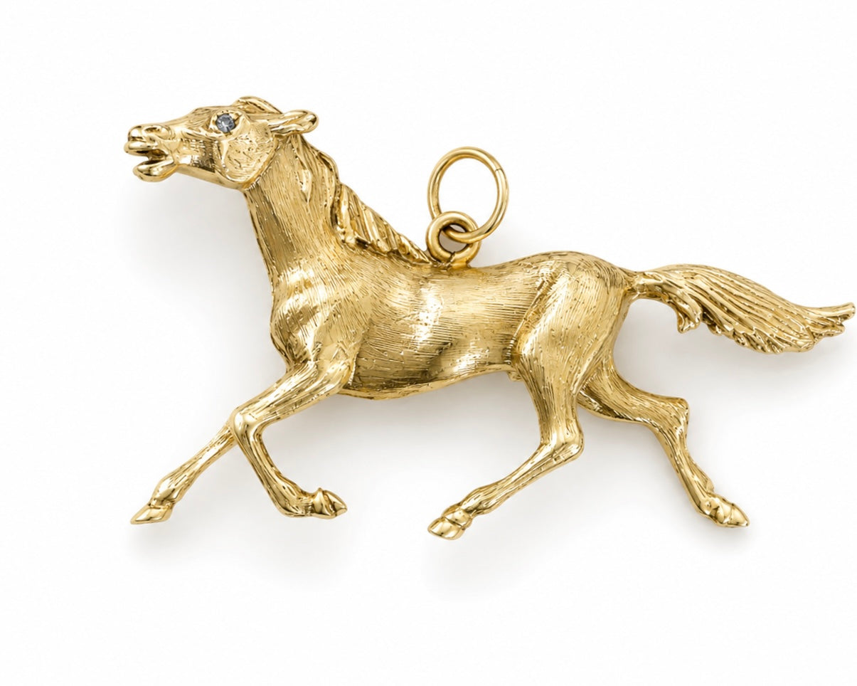 Vintage 14KT Gold Horse Pin/Brooch & Charm