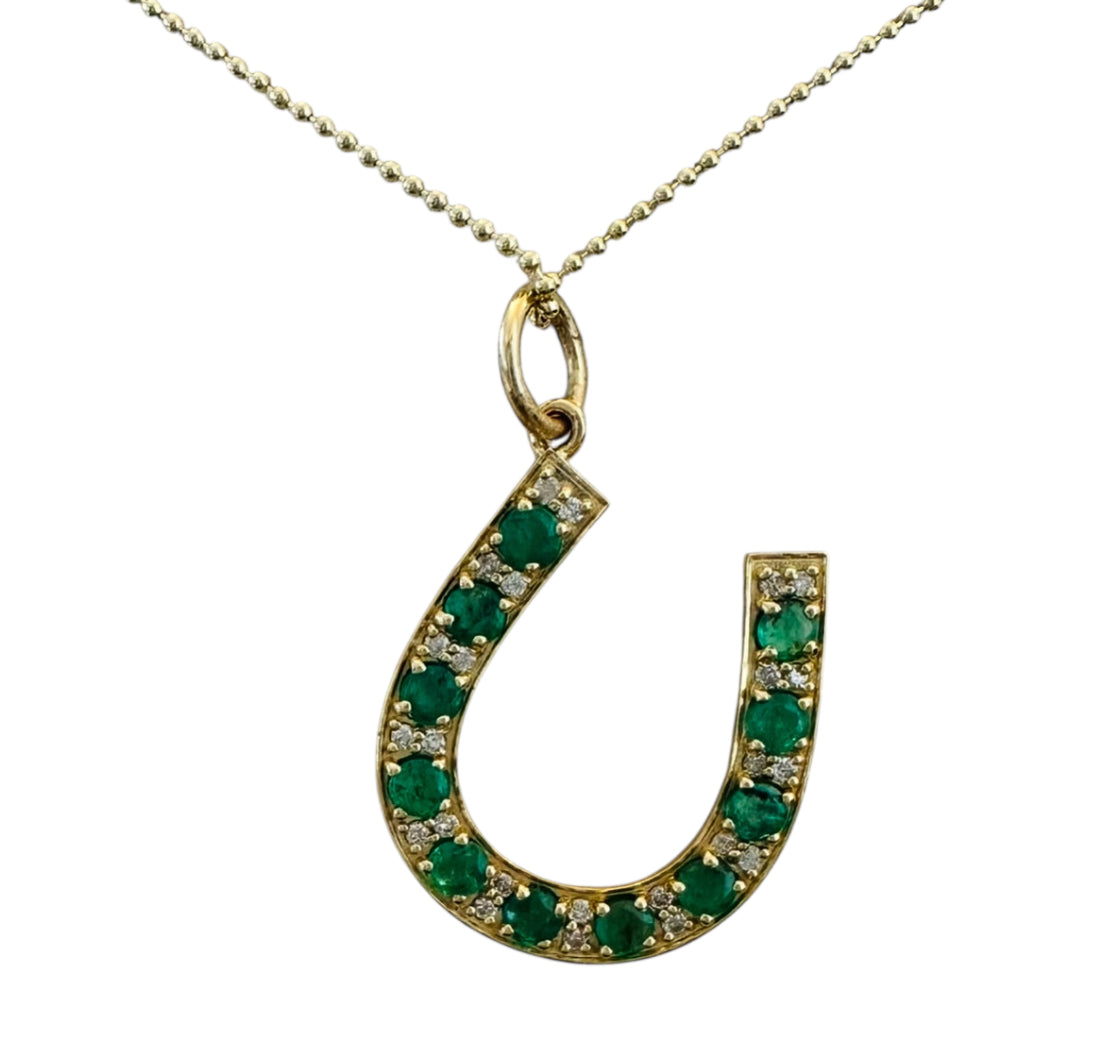 S.Row Designs Emerald & Diamond Horseshoe Charm