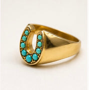 14KT Gold Turquoise Horseshoe Ring