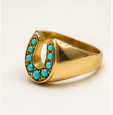 14KT Gold Turquoise Horseshoe Ring