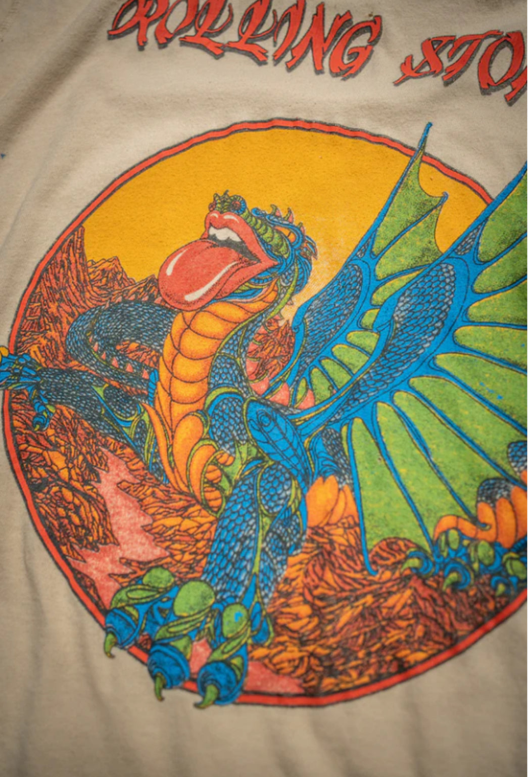MadeWorn Rolling Stones Crop Tee in Sun Bleach