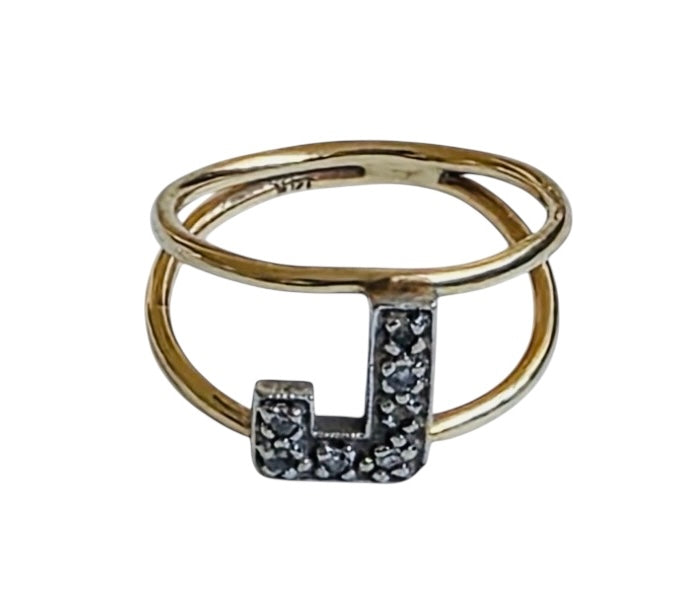 Vintage 14KT Gold & Diamond Initial Ring
