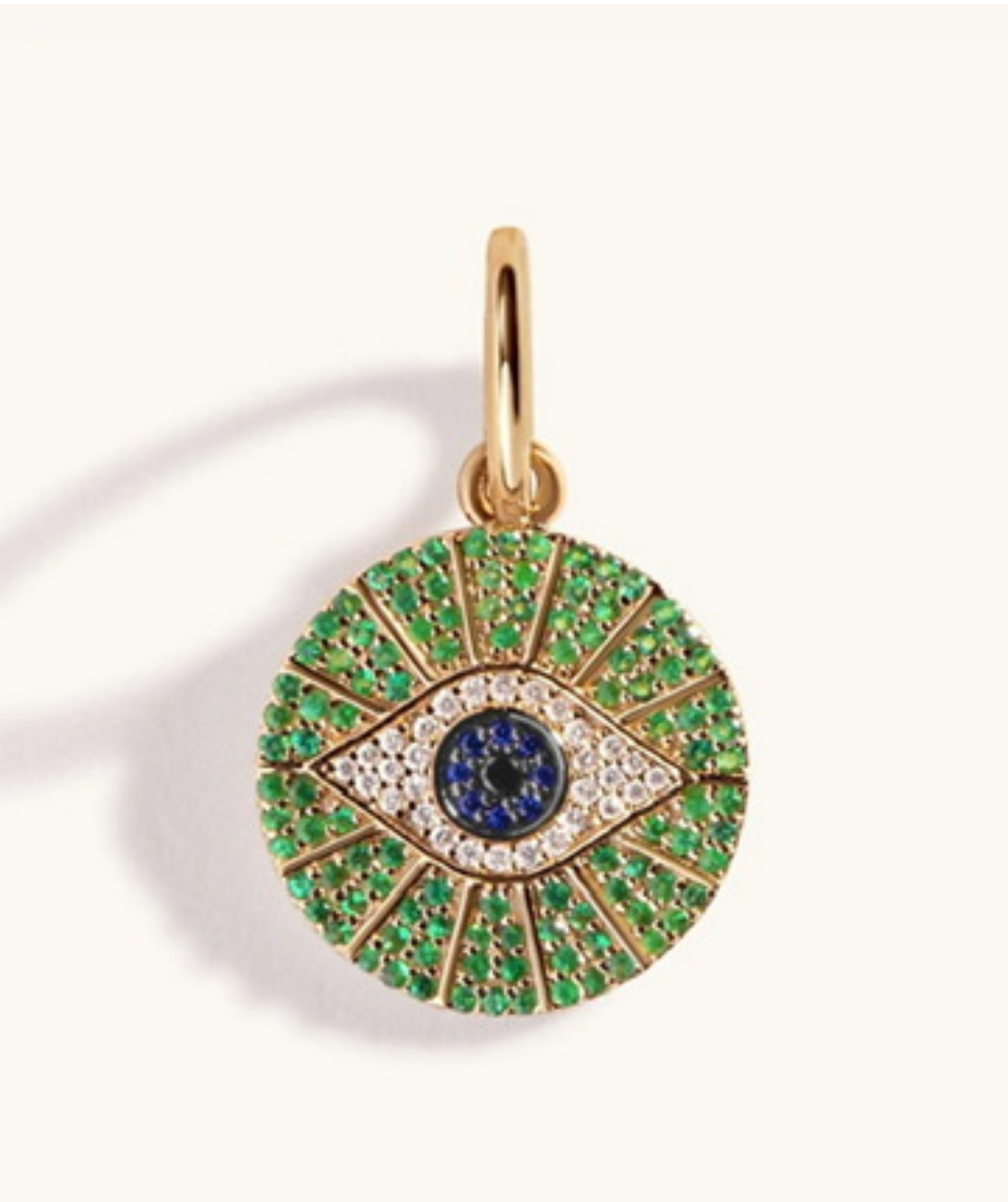 S.Row Designs Emerald, Diamond & Sapphire Evil Eye Pendant