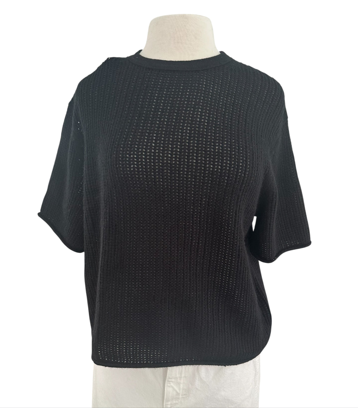 White + Warren Cashmere Waffle Mesh Tee